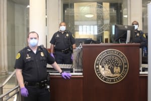 Deputy marshals at the entrance to the Florida Supreme Court.