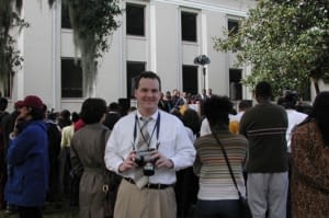 Supreme Court Technology Librarian and Webmaster Gary Robinson outside the Florida Supreme Court Building. November 28, 2000.