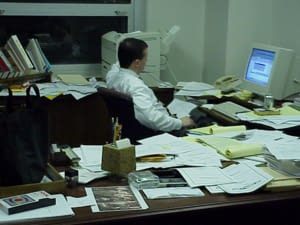 Public Information Officer Craig Waters on a late night phone call with a reporter.