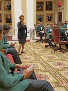 Picture of Justice Quince speaking to the Beaux of Tallahassee Chapter of the Links, Incorporated