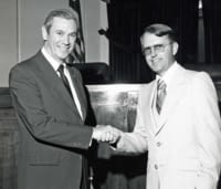 Justice Alderman with Reuben Askew. 1978.