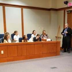 Judge Haworth addresses students at a school tour.